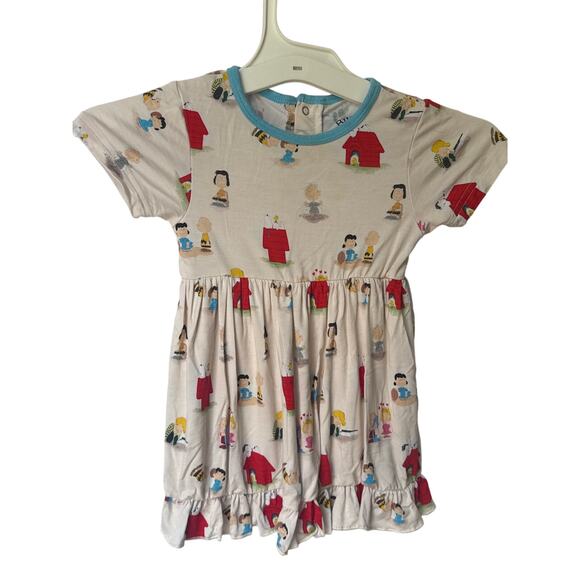 2T Bundle Of Joy Co Twirl Bodysuit Dress Bamboo Snoopy Peanuts Gang Print Soft - Picture 15 of 15